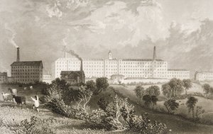 Swainson Birley und Co. fabriek nabij Preston, Lancashire, gegraveerd door James Tingle